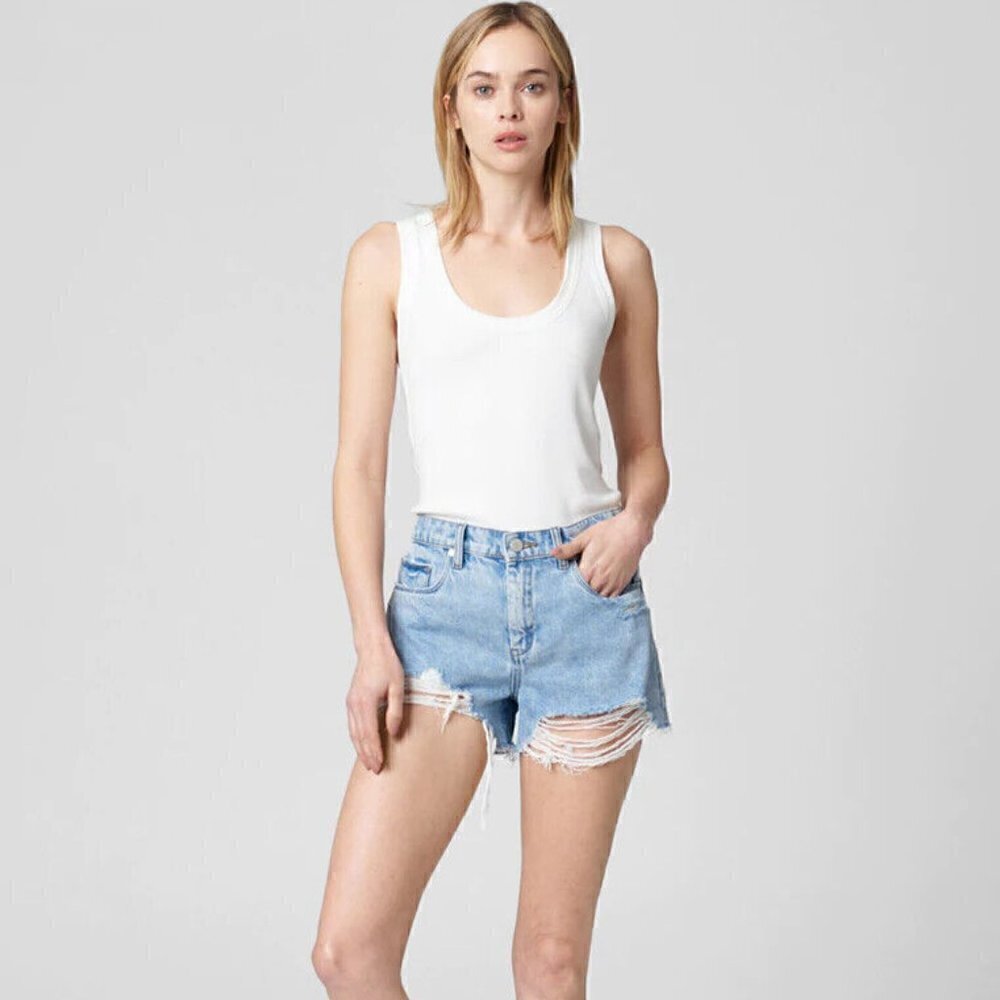 BlankNYC Barrow Distressed Cutoff Jean Shorts Acid Trip Vintage High Rise